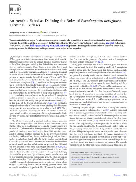 An Aerobic Exercise: Defining the Roles of Pseudomonas .